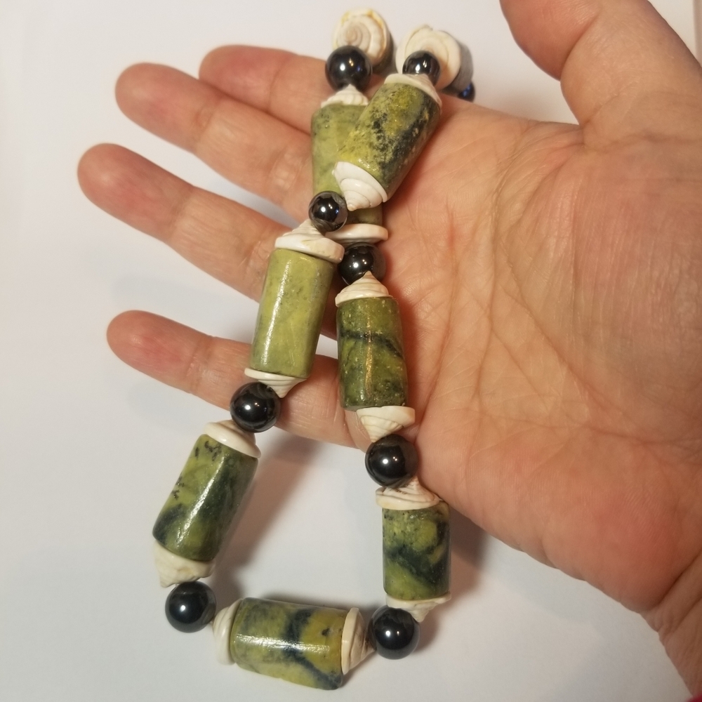 Marble Stone With Shells Statement Necklace - image 6